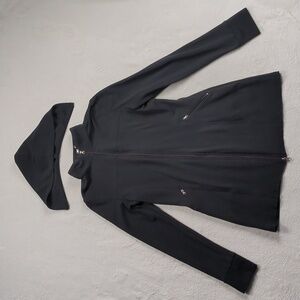 Joseph Ribkoff-Black Longline Zip-Up Cardigan Sweater-Removable Hood - Size 12